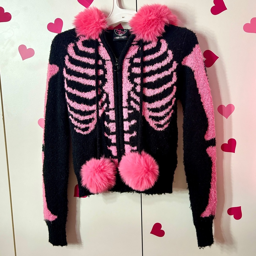 Too Fast Pink and Black Furry Jacket